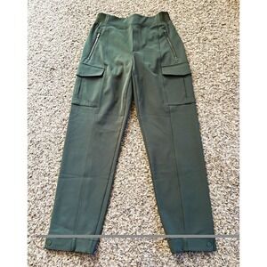 Athleta Endless High Rise Cargo Green Pants Straight Leg Pockets Stretch size 2